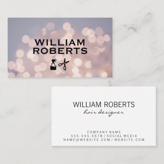 Bokeh Elegant Salon Shears Spray Bottle Visitekaartje (Voorkant / Achterkant)