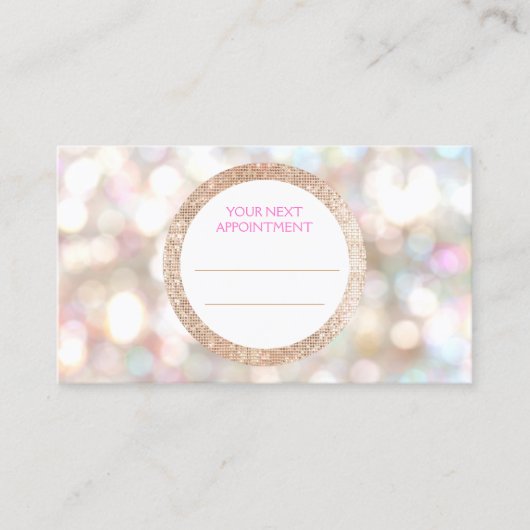 Bokeh en Roos Gold Sequin Hair Salon Benoeming Afsprakenkaartje (Voorkant)