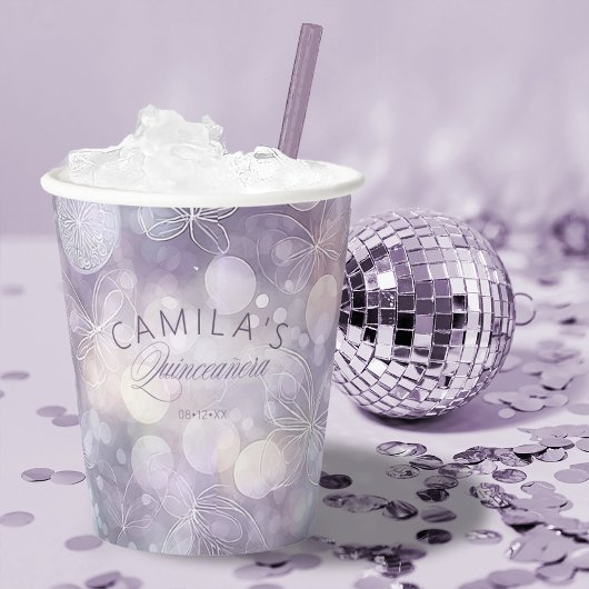 Bokeh en Vlinder Quinceanera ID1030 Papieren Bekers
