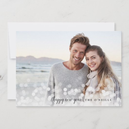 Bokeh Flare | Gelukkige nieuwjaarsfoto Feestdagenkaart (Voorkant)
