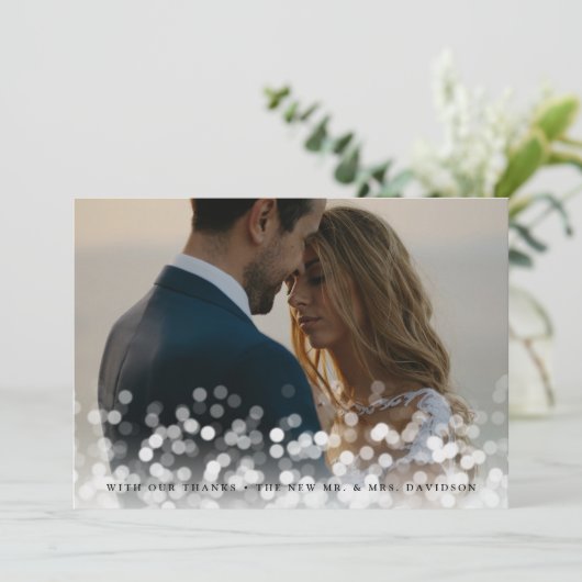 Bokeh Flare Trouwfoto Dank u kaart (Staand voorkant)