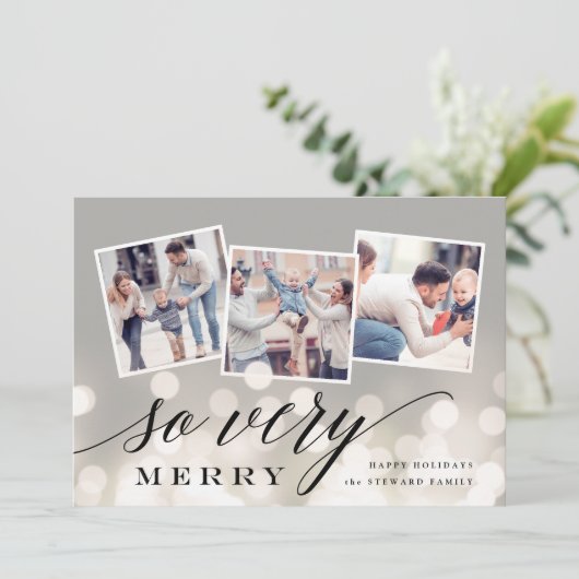 Bokeh Flare | Vakantie Fotocollagekaart Feestdagenkaart (Staand voorkant)