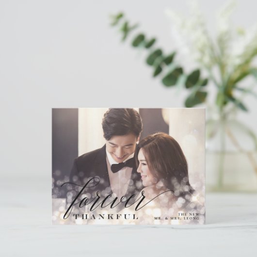 Bokeh Flare Wedding Foto Dank je Briefkaart (Staand voorkant)