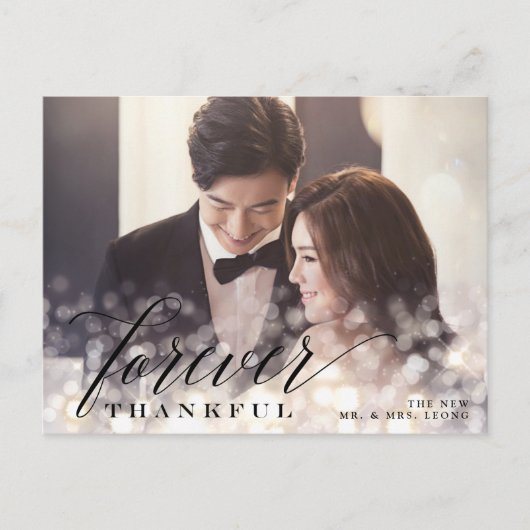 Bokeh Flare Wedding Foto Dank je Briefkaart (Voorkant)