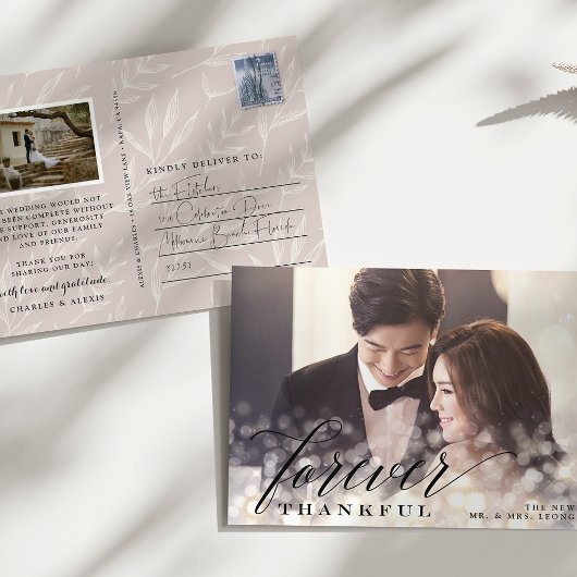 Bokeh Flare Wedding Foto Dank je Briefkaart