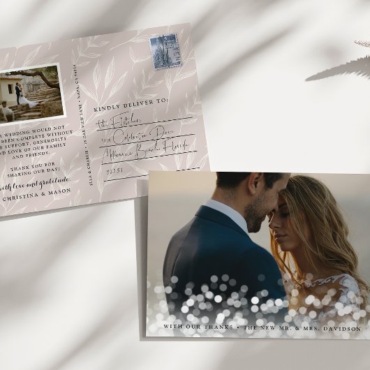Bokeh Flare Wedding Foto Dank je Briefkaart
