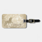Bokeh Folie Confetty Gold Glitter Unicorn Bagagelabel (Voorkant horizontaal)