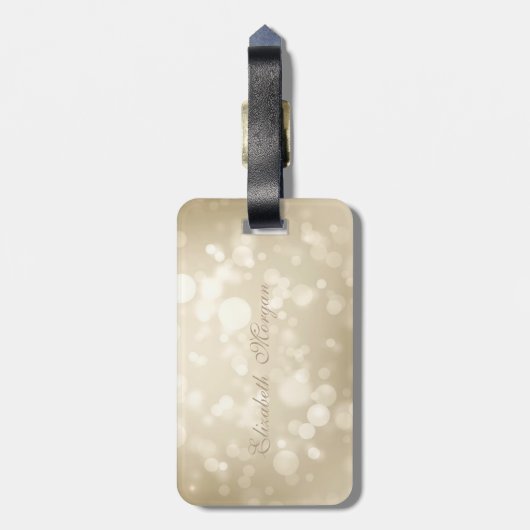 Bokeh Folie Confetty Gold Glitter Unicorn Bagagelabel (Achterkant verticaal)