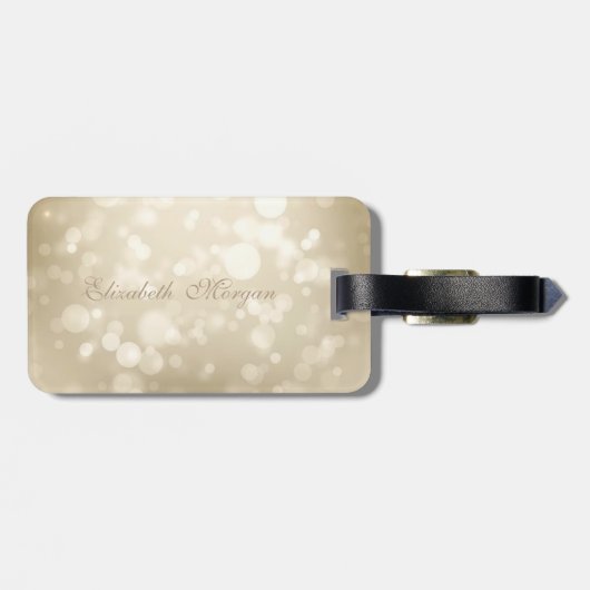 Bokeh Folie Confetty Gold Glitter Unicorn Bagagelabel (Achterkant horizontaal)