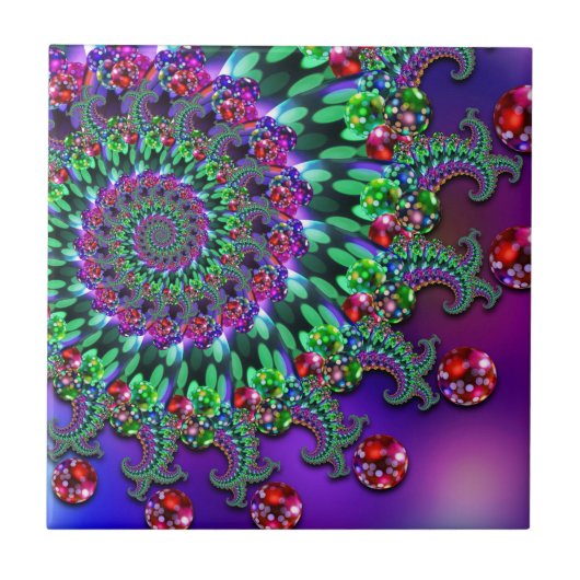 Bokeh Fractal Paars Terquoise Tegeltje (Voorkant)
