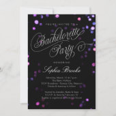 Bokeh Glam Black & Pink Bachelorette Party Invite Kaart (Voorkant)