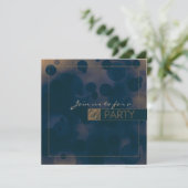 Bokeh Glam Blauw & Goud PARTY Uitnodigingen (Staand voorkant)