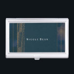 Bokeh Glam Blue & Gold Business Card Holder Visitekaarthouder<br><div class="desc">Bokeh Glam Blue & Gold Business Card Holder. Pas aan met om het even welke tekst of verlaat het leeg.</div>