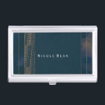 Bokeh Glam Blue & Gold Business Card Holder Visitekaarthouder<br><div class="desc">Bokeh Glam Blue & Gold Business Card Holder. Pas aan met om het even welke tekst of verlaat het leeg.</div>