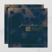 Bokeh Glam Blue & Gold PARTY Uitnodigingen (Voorkant / Achterkant)