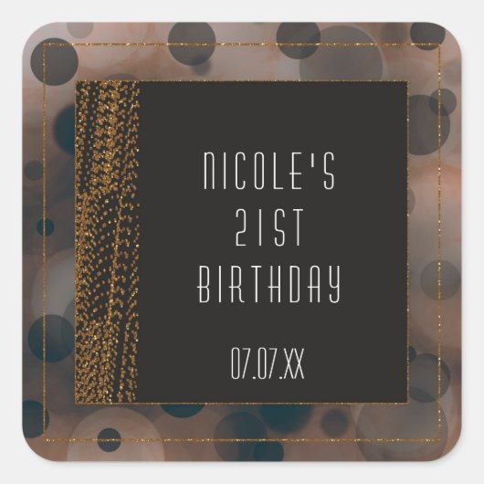 Bokeh Glam Brown Beige & Gold Favor Stickers (Voorkant)