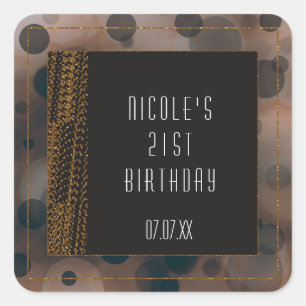 Bokeh Glam Bruine Beige & Gouden Favorietstickers Vierkante Sticker