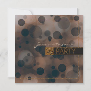 Bokeh Glam Bruine Beige & Gouden FEest Uitnodiging