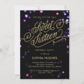 Bokeh Glam Faux Gold Sweet Sixteen Uitnodiging (Voorkant)