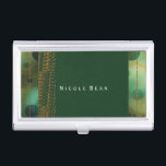 Bokeh Glam Green & Gold Business Card Holder Visitekaarthouder<br><div class="desc">Bokeh Glam Green & Gold Business Card Holder. Pas aan met om het even welke tekst of verlaat het leeg.</div>