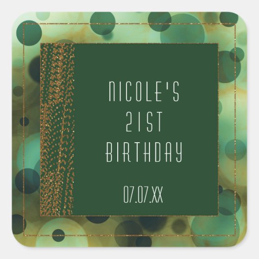 Bokeh Glam Green & Gold Favor Stickers (Voorkant)