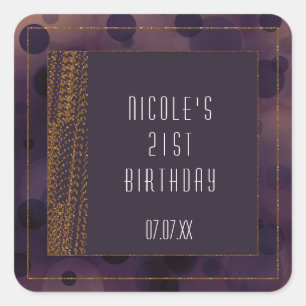 Bokeh Glam Paarse & Gold Favor Stickers