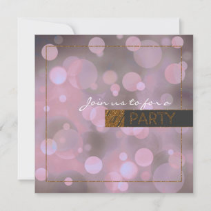 Bokeh Glam Paarse Grey & Gold Birthday Party Kaart