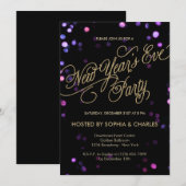 Bokeh Glam Uitnodiging Eve Party van nieuwjaar (Voorkant / Achterkant)
