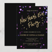 Bokeh Glam Uitnodiging Eve Party van nieuwjaar (Voorkant / Achterkant)