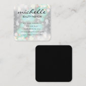 Bokeh Glamor met Cursieve tekst Vierkante Visitekaartje (Voorkant / Achterkant)