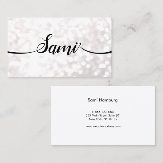 Bokeh Glitter Calligraphy Font Networking card Visitekaartje (Voorkant / Achterkant)
