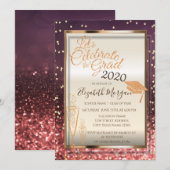 Bokeh, Glitter Graduation Cap, Glass Afstuderen Kaart (Voorkant / Achterkant)