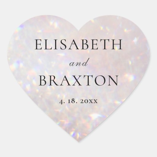 Bokeh Glitter Sparkle Pearl Wedding Hart Sticker (Voorkant)