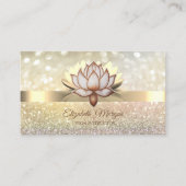 Bokeh Gold, Bruine Lotus Bloem Yoga Instructeur Visitekaartje (Voorkant)