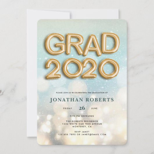 Bokeh Gold Foil Afstudeerder 2020 Kaart (Voorkant)