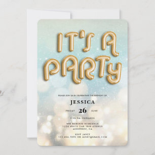 Bokeh Gold Foil ballontype Birthday Kaart