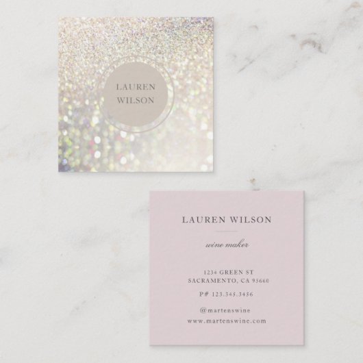 bokeh gold glitter iridescent square visitekaartje (Voorkant / Achterkant)