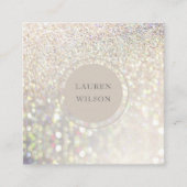 bokeh gold glitter iridescent square visitekaartje (Voorkant)