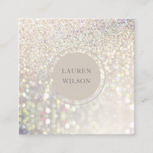 bokeh gold glitter iridescent square visitekaartje (Voorkant)