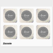 bokeh gold iridescent glitter handgemaakt met lief vierkante sticker (Vel)