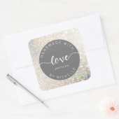 bokeh gold iridescent glitter handgemaakt met lief vierkante sticker (Envelop)