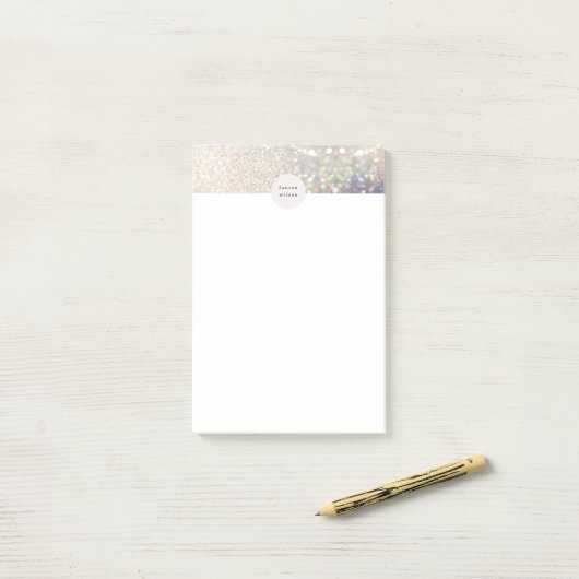bokeh gold iridescent glitter monogram post-it® notes (Op bureau)