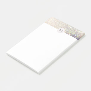 bokeh gold iridescent glitter monogram post-it® notes