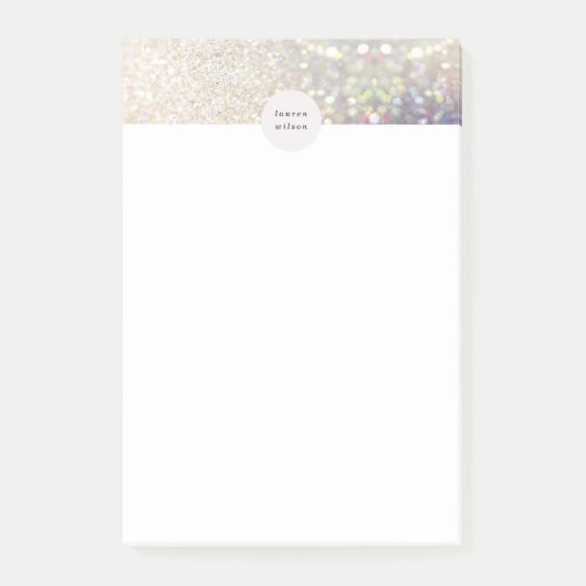 bokeh gold iridescent glitter monogram post-it® notes (Voorkant)