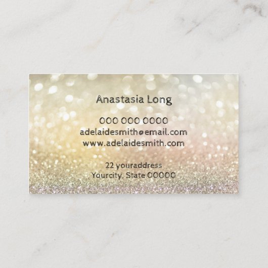 Bokeh Gold, Lotus Flower Yoga Instructor Business Visitekaartje (Achterkant)