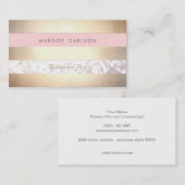 Bokeh Gold Striped Light Pink Makeup Artist Visitekaartje (Voorkant / Achterkant)