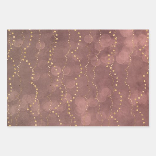 Bokeh Golden Lights kerstfeestdag Inpakpapier Vel (Voorkant 3)