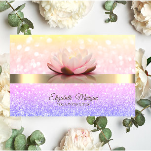 Bokeh Gouden Streep Lotus Bloem Yoga Instructeur Visitekaartje