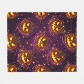 Bokeh Halloween | Glowende Jack-O'-Lantern (2) Fleece Deken (Voorkant (Horizontaal))