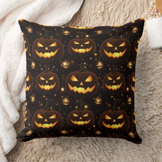 Bokeh Halloween | Glowende Jack-O’ Lantern (3) Kussen (Deken)